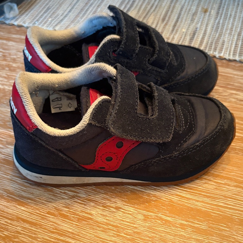Saucony Kids Black and Red Velcro Sneakers